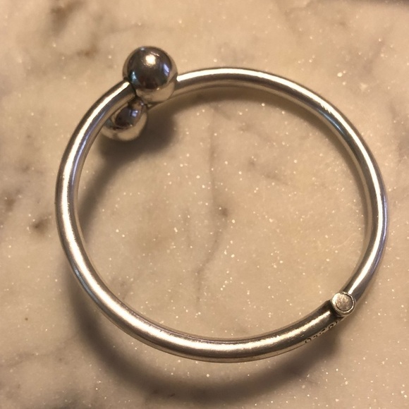 VTG Sterling Silver Hinged Bangle w Ball Tips Approx 6.6” - Picture 6 of 9